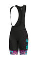 ALÉ Kurze Fahrradhose mit Trägern - SAVANA LADY  - Schwarz/Blau/Rosa