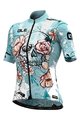 ALÉ Kurzarm Radtrikot und Shorts - SKULL LADY - Schwarz/Hellblau