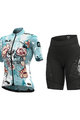 ALÉ Kurzarm Radtrikot und Shorts - SKULL LADY - Schwarz/Hellblau