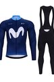 BONAVELO Radtrikot und Hose für den Winter - MOVISTAR 2024 WINTER - Schwarz/Blau