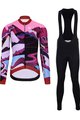 HOLOKOLO Langarm Radtrikot und Hose - SUNSET LADY WINTER - Schwarz/mehrfarbig