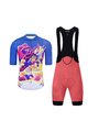 HOLOKOLO Kurzarm Radtrikot und Shorts - VOYAGE - Blau/Rosa/mehrfarbig