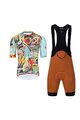 HOLOKOLO Kurzarm Radtrikot und Shorts - WILDLY II - Hellblau/Braun/mehrfarbig