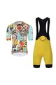 HOLOKOLO Kurzarm Radtrikot und Shorts - WILDLY II - Gelb/Hellblau/mehrfarbig
