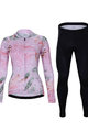 HOLOKOLO Langarm Radtrikot und Hose - BLOSSOM LADY SMR - Schwarz/Rosa