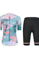 MONTON Kurzarm Radtrikot und Shorts - FLAMINGO LADY II - Rosa/Schwarz/Hellblau