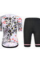 MONTON Kurzarm Radtrikot und Shorts - LEOPARD LADY - Weiß/Rosa/Schwarz