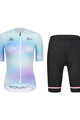 MONTON Kurzarm Radtrikot und Shorts - COLOR FLOW LADY - Hellblau/Regenbogen/Schwarz