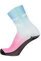 SANTINI Klassische Fahrradsocken - LA VUELTA 2019 - Hellblau/Rosa