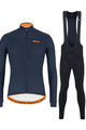 SANTINI Radtrikot und Hose für den Winter - COLORE WINTER II - Schwarz/Blau
