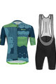 SANTINI Kurzarm Radtrikot und Shorts - DELTA OPTIC - Grün/Schwarz/Blau