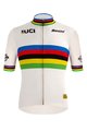 SANTINI Kurzarm Fahrradtrikot - UCI WORLD 100 GOLD - Regenbogen/Weiß