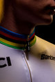 SANTINI Kurzarm Fahrradtrikot - UCI WORLD 100 GOLD - Regenbogen/Weiß