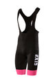 SIX2 Kurze Fahrradhose mit Trägern - SLP STRIPES - Schwarz/Rosa