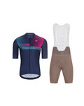 HOLOKOLO Kurzarm Radtrikot und Shorts - SPECTRO - Braun/Blau