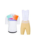 HOLOKOLO Kurzarm Radtrikot und Shorts - SPECTRO - Beige/Weiß