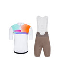 HOLOKOLO Kurzarm Radtrikot und Shorts - SPECTRO - Braun/Weiß