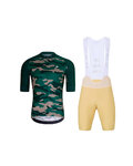 HOLOKOLO Kurzarm Radtrikot und Shorts - CAMOTRAIL - Beige/Grün