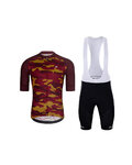 HOLOKOLO Kurzarm Radtrikot und Shorts - CAMOTRAIL - Schwarz/bordeaux