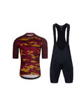 HOLOKOLO Kurzarm Radtrikot und Shorts - CAMOTRAIL - Schwarz/bordeaux