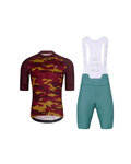 HOLOKOLO Kurzarm Radtrikot und Shorts - CAMOTRAIL - Blau/bordeaux