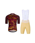 HOLOKOLO Kurzarm Radtrikot und Shorts - CAMOTRAIL - Beige/bordeaux