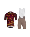 HOLOKOLO Kurzarm Radtrikot und Shorts - CAMOTRAIL - Braun/bordeaux