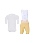 HOLOKOLO Kurzarm Radtrikot und Shorts - AEROLITE - Beige/Weiß