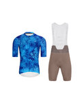 HOLOKOLO Kurzarm Radtrikot und Shorts - RUSTLE - Braun/Blau