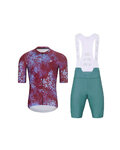 HOLOKOLO Kurzarm Radtrikot und Shorts - RUSTLE - Blau/bordeaux