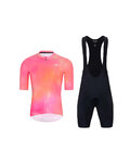 HOLOKOLO Kurzarm Radtrikot und Shorts - COSMA - Schwarz/Orange/Rosa
