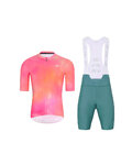 HOLOKOLO Kurzarm Radtrikot und Shorts - COSMA - Blau/Orange/Rosa