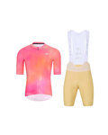 HOLOKOLO Kurzarm Radtrikot und Shorts - COSMA - Beige/Orange/Rosa