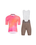 HOLOKOLO Kurzarm Radtrikot und Shorts - COSMA - Braun/Orange/Rosa