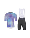 HOLOKOLO Kurzarm Radtrikot und Shorts - COSMA - Anthrazit/Hellblau/Lila