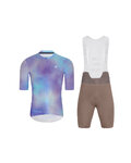 HOLOKOLO Kurzarm Radtrikot und Shorts - COSMA - Braun/Hellblau/Lila