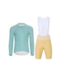 HOLOKOLO Langarm Radtrikot und Hose - ELEVATE - Beige/Hellblau