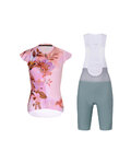 RIVANELLE Kurzarm Radtrikot und Shorts - MISS FLOWERY - Grün/Rosa
