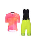 RIVANELLE Kurzarm Radtrikot und Shorts - COSMA - Gelb/Schwarz/Orange/Rosa