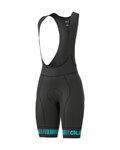 ALÉ Kurze Fahrradhose mit Trägern - PRR STRADA LADY - Schwarz/Türkis