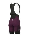 ALÉ Kurze Fahrradhose mit Trägern - OFF-ROAD GRAVEL STONES CARGO LADY - Lila