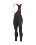 ALÉ Lange Fahrradhose mit Trägern - SOLID ESSENTIAL - Rosa/Schwarz