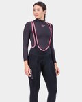 ALÉ Lange Fahrradhose mit Trägern - SOLID ESSENTIAL - Rosa/Schwarz