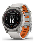 GARMIN Smartwatch - FENIX 7 PRO SAPPHIRE SOLAR - Grau/Orange