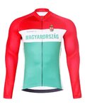 BONAVELO Langarm Fahrradtrikot für den Winter - HUNGARY WINTER - Rot/Grün