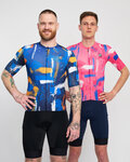HOLOKOLO Kurzarm Fahrradtrikot - STROKES - Rosa/Blau