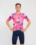 HOLOKOLO Kurzarm Fahrradtrikot - STROKES - Rosa/Blau