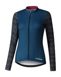 SHIMANO Langarm Fahrradtrikot für den Winter - KAEDE PRINTED LONG - Blau