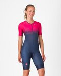 CASTELLI Fahrrad-Unteranzug - CORE TRI W SUIT SHORT SLEEVE - Blau/Rosa
