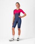 CASTELLI Fahrrad-Unteranzug - CORE TRI W SUIT SHORT SLEEVE - Blau/Rosa